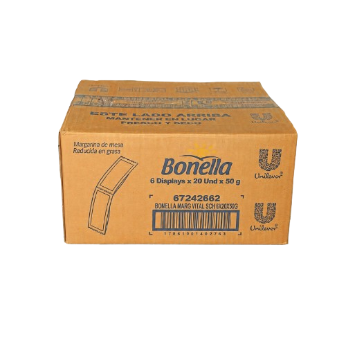 Caja de margarina Bonella en sachets de 50 gramos para negocios en Guayaquil