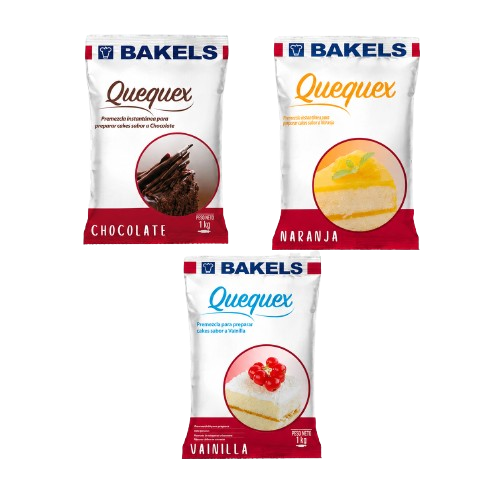Premezcla Quequex Bakels 1 kg sabores chocolate naranja y vainilla para cakes y tortas