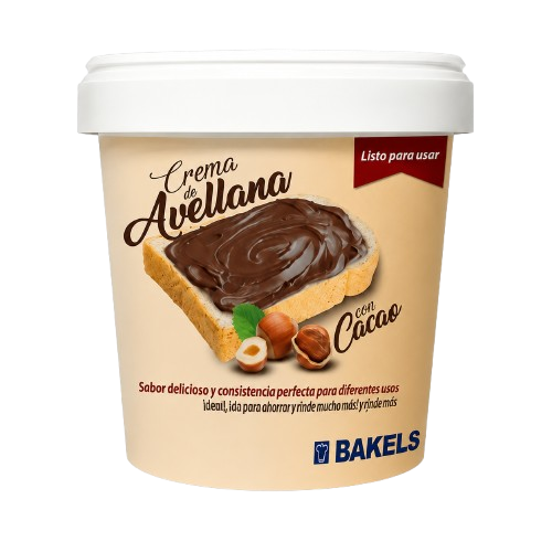 Crema de avellana con cacao Bakels 1 kg para rellenos coberturas y repostería