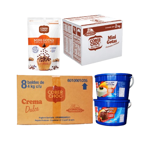 Coberchoc Línea Maestro mini gotas crema dulce y coberturas sabor chocolate para repostería